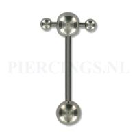 Tongpiercing met extra barbell