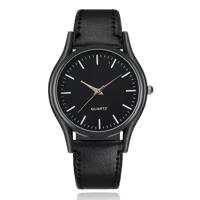 LGT Stijlvol herenhorloge met zwarte leren band en zwarte wijzerplaat LGT Stijlvol herenhorloge met zwarte leren band en zwarte wijzerplaat