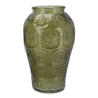 Bloemenvaas Circle - boeket vaas - glas - olijfgroen - 15 x 25 cm