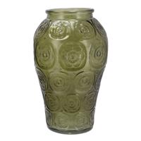 Bloemenvaas Circle - boeket vaas - glas - olijfgroen - 15 x 25 cm