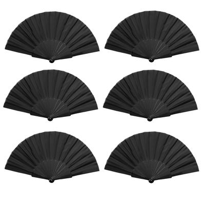 Spaanse handwaaier - 12x - zwart - gerecycled kunststof/polyester - 42 x 23 cm Spaanse handwaaier - 12x - zwart - gerecycled kunststof/polyester - 42 x 23 cm