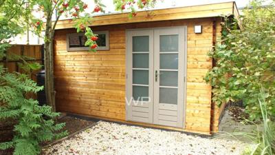Woodpro Baarn Tuinhuis 400x350 cm 28 mm vuren blank- Plat dak- Onbehandeld vurenhout- Woodpro