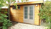 Woodpro Baarn Tuinhuis 400x350 cm 28 mm vuren blank- Plat dak- Onbehandeld vurenhout- Woodpro