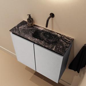 Toiletmeubel Mondiaz Ture Dlux | 60 cm | Meubelkleur Plata | Eden wastafel Lava Rechts | Zonder kraangat