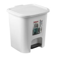 PlasticForte Pedaalemmer - wit - 7,5 liter - kunststof - 24 x 22 x 25.5 cm - thumbnail