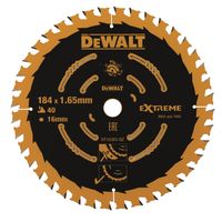 DeWalt Accessoires Cirkelzaagblad 184x16x40t, Finish, kerf 1,65mm - DT10303-QZ - DT10303-QZ