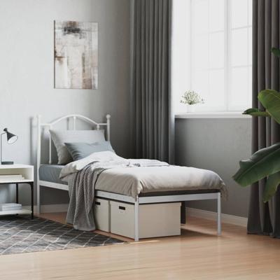 Bedframe met hoofdbord zonder matras metaal wit 75x190 cm