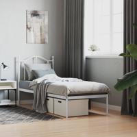 Bedframe met hoofdbord zonder matras metaal wit 75x190 cm