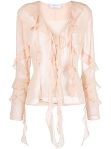 Blumarine blouse en soie à volants - Rose