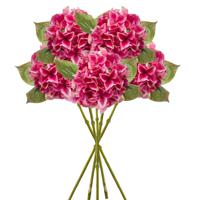 Kunstbloem Hortensia tak - 5x - Challenge - 47 cm - fuchsia - kunst zijdebloem - Hydrangea