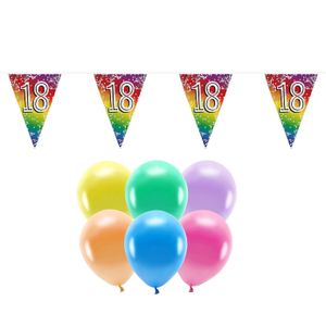 Boland Party 18e jaar verjaardag feest versieringen - Ballonnen en vlaggetjes