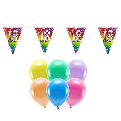 Boland Party 18e jaar verjaardag feest versieringen - Ballonnen en vlaggetjes