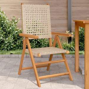 Tuinstoelen 2 st massief acaciahout en poly rattan beige