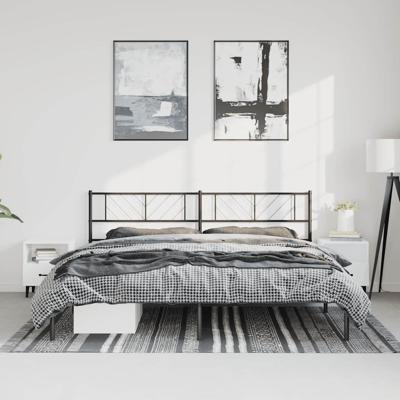 Bedframe met hoofdbord metaal zwart 193x203 cm