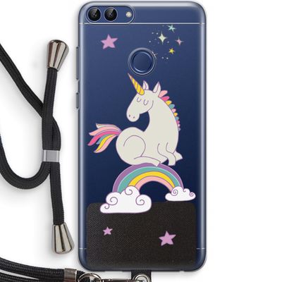 Regenboog eenhoorn: Huawei P Smart (2018) Transparant Hoesje met koord