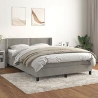 Boxspring met matras fluweel lichtgrijs 140x190 cm