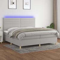 Boxspring met matras en LED stof lichtgrijs 200x200 cm