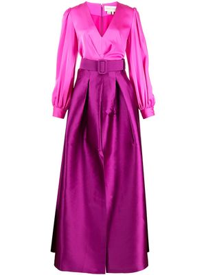 Sachin & Babi robe longue Zoe à taille satiné - Rose