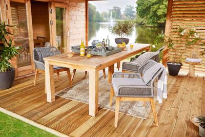 Tuintafel Rustiek teak 300 cm (met extra middenpoot) Tuindeco - Tuindeco