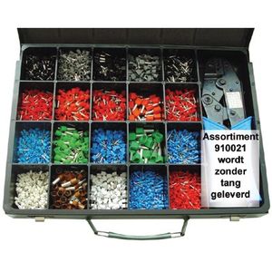 Assortiment Geïsoleerde Adereindhulzen in een metalen kist