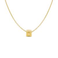 Minimalistische letter ketting cube - 14K GOUD - Goud - D
