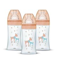 Set van 3 Dodie Anti -Color Biberons Sensation+ - Glas - 270 ml - 0-6 maanden - Vlakke fopspeen - Depit 2