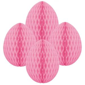 Paas decoratie ei van papier - 4x - roze - 10 cm - brandvertragend crepepapier - Pasen