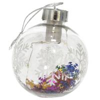 Verlichte kerstbal - met sneeuwvlok confetti - 8 cm - kunststof - 5 LED lampjes