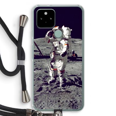 Spaceman: Pixel 5 Transparant Hoesje met koord