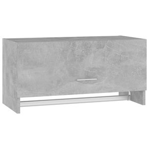 The Living Store Garderobekast Betongrijs 70x32.5x35 cm - Compacte hangkast met kledingstang