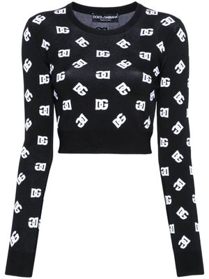 Dolce & Gabbana pull à logo DG en jacquard - Noir
