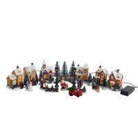 Kerstdorp winterlandschap - 25-delige set - met LED verlichting - warm wit