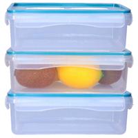 5Five Vershoudbakje met deksel - 3x - kunststof - luchtdicht - 20 x 13 x 7 cm - 1200 ml
