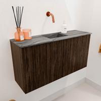 Toiletmeubel Mondiaz Joya Dlux | 80 cm | Meubelkleur Walnut | Faye wastafel Sombra Wasbak Midden | Zonder kraangat(en) Toiletmeubel Mondiaz Joya Dlux | 80 cm | Meubelkleur Walnut | Faye wastafel Sombra Wasbak Midden | Zonder kraangat(en)