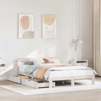 Bedframe zonder matras massief grenenhout wit 135x190 cm