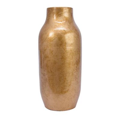 Decoris Design Bloemenvaas Terracotta - goud - 24 x 60 cm - unieke glazuurlook