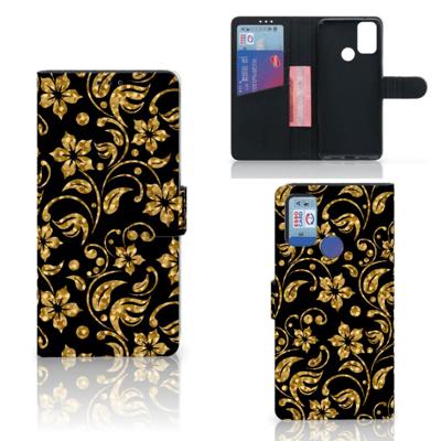 Alcatel 1S (2021) Hoesje Gouden Bloemen Alcatel 1S (2021) Hoesje Gouden Bloemen