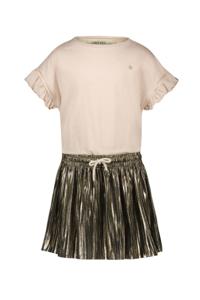 Like Flo zomer jurk meisjes - zand - slub, jersey, glitter, mesh - Maud