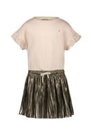 Like Flo zomer jurk meisjes - zand - slub, jersey, glitter, mesh - Maud