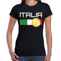 Italia / Italie landen shirt met gouden medaille en Italiaanse vlag zwart voor dames 2XL  -