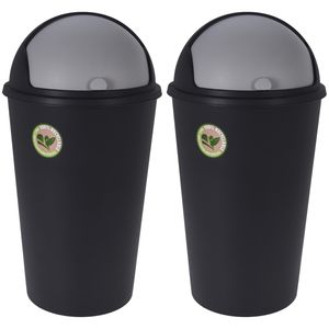 2x Stuks Prullenbakken/afvalemmers - 25L - gerecycled kunststof - zwart