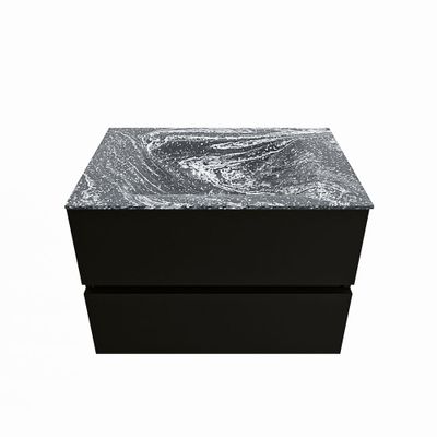 MONDIAZ VICA-DLUX 70cm badmeubel onderkast Urban 2 lades. Inbouw wastafel CLOUD midden 1 kraangat, kleur Lava.