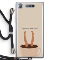 Aggressively drinks coffee: Sony Xperia XZ1 Transparant Hoesje met koord