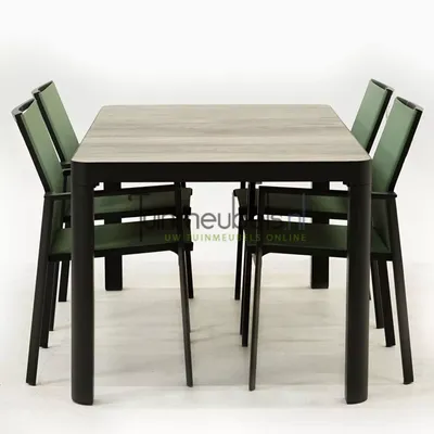 Tuinset Delia amandel met Castilla 160cm tafel