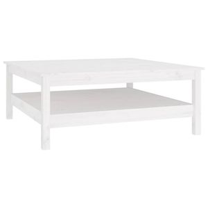 The Living Store Salontafel Grenenhout - Wit - 100x100x40cm - Met Opbergschap