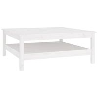 The Living Store Salontafel Grenenhout - Wit - 100x100x40cm - Met Opbergschap - thumbnail