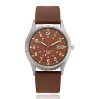Herenhorloge met bruine wijzerplaat en band - Uniek quartz design met datumfunctie Herenhorloge met bruine wijzerplaat en band - Uniek quartz design met datumfunctie