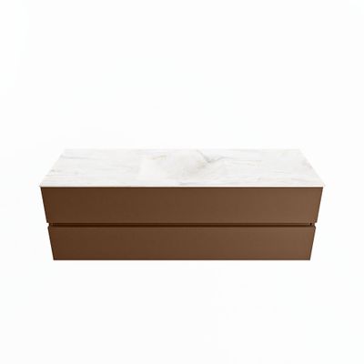 MONDIAZ VICA-DLUX 150cm badmeubel onderkast Rust 2 lades. Inbouw wastafel CLOUD midden 1 kraangat, kleur Ostra.