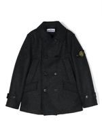 Stone Island Junior manteau croisé à patch logo - Bleu - thumbnail