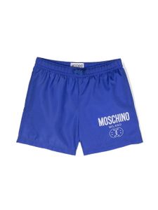 Moschino Kids short de bain à logo imprimé - Bleu